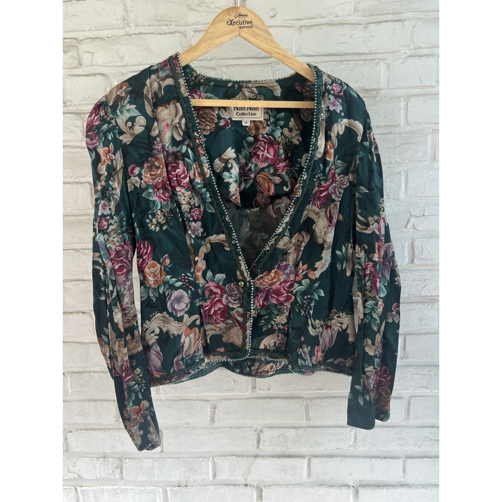 Vintage Nah‎ Nah Collection Size 14 Floral Jacket/Blazer Beautiful Bric Brac